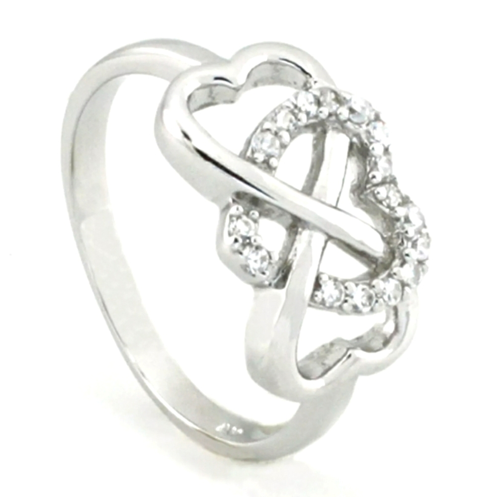 Genuine Sterling Silver Infinity Heart CZ Ring